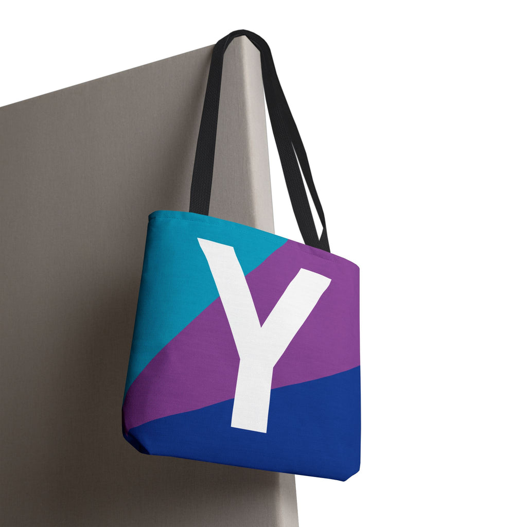 Monogram 'Y' Colorblock Tote Bag — Personalized Initial Y Shoulder Tote