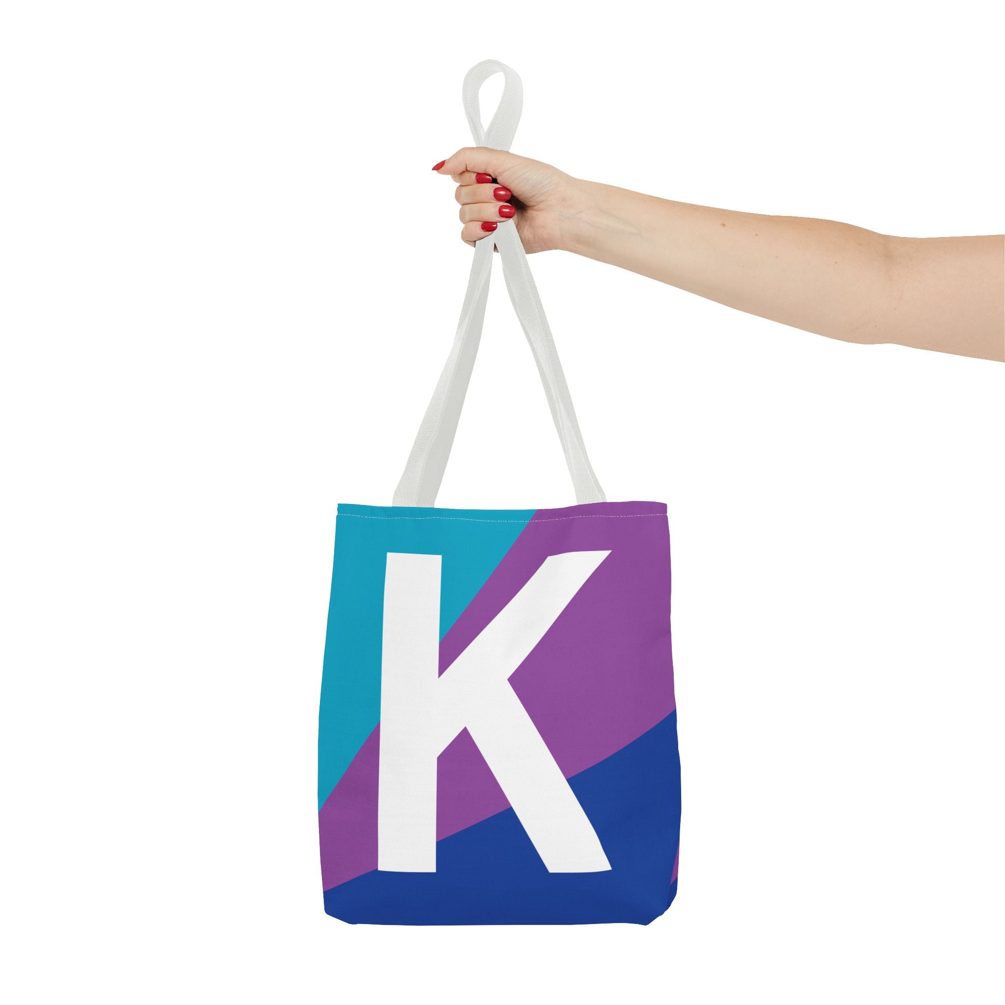 Monogram 'K' Colorblock Tote Bag — Personalized Initial K Shoulder Tote