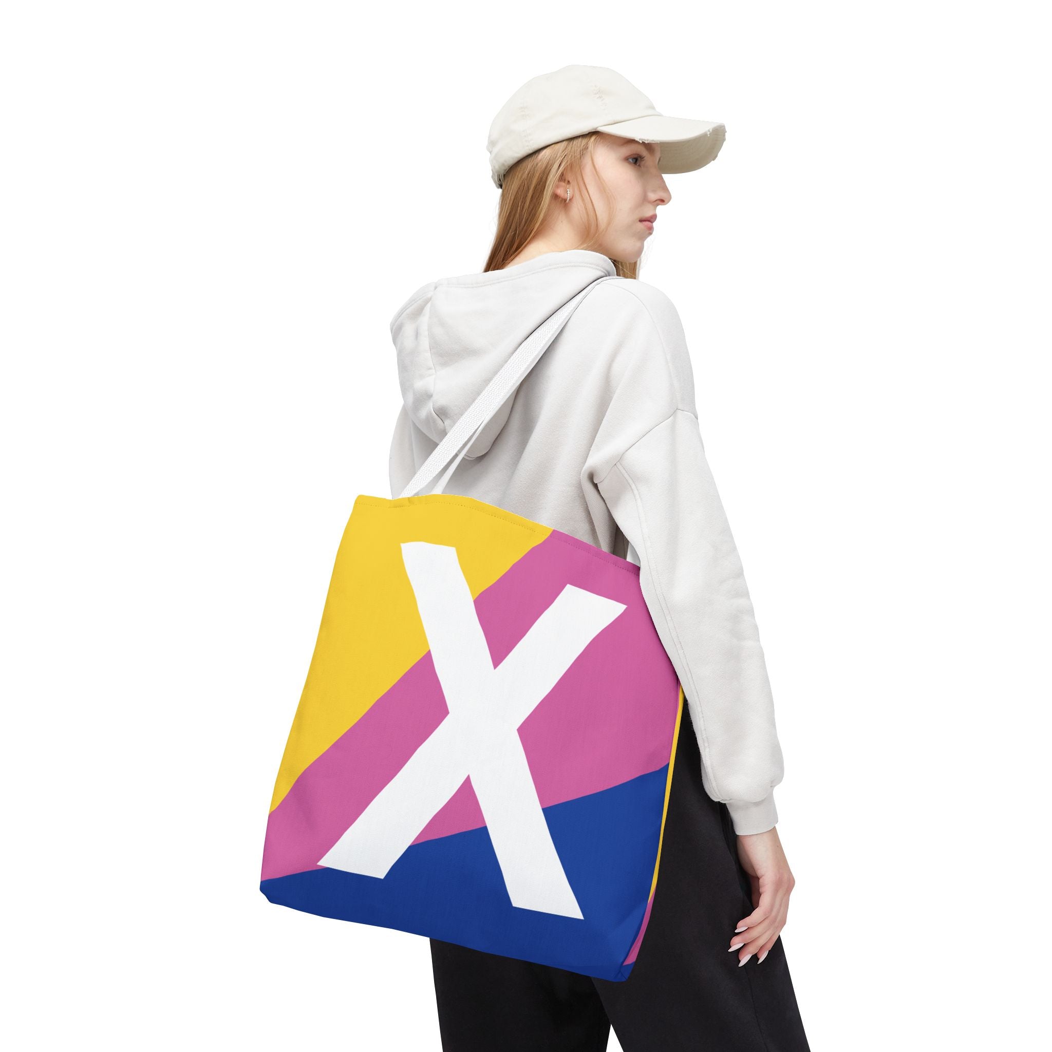Monogram 'X' Colorblock Tote Bag — Personalized Initial X Shoulder Tote
