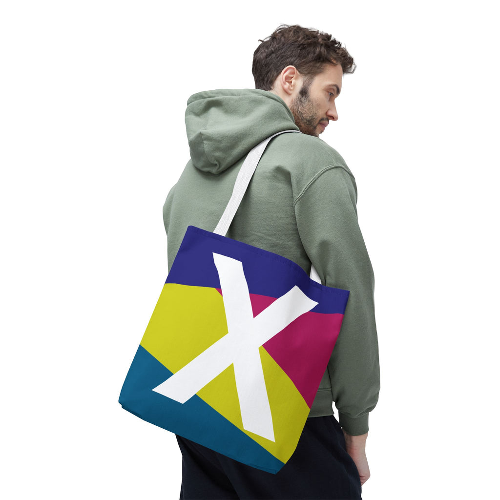 Monogram 'X' Colorblock Tote Bag — Personalized Initial X Shoulder Tote