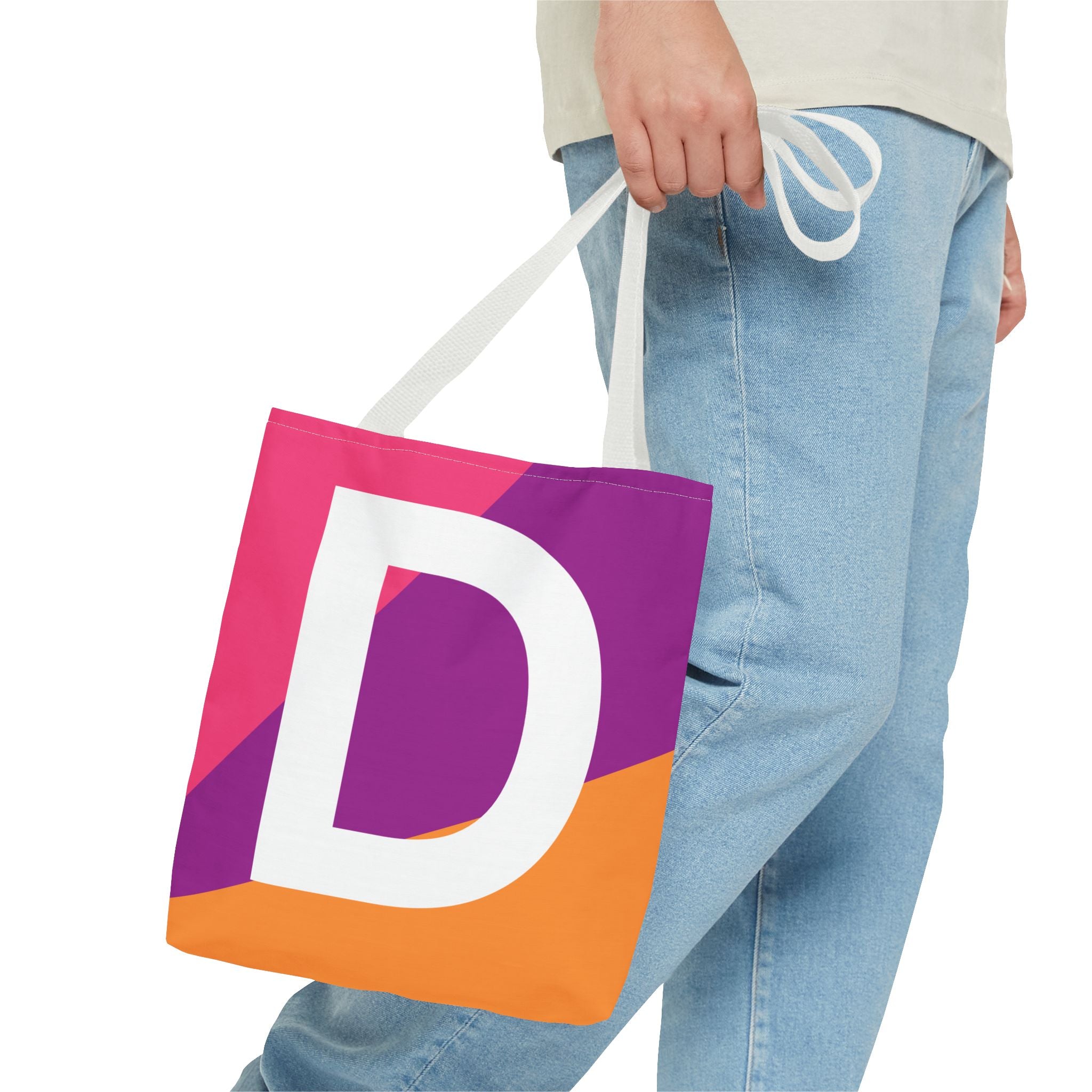 Monogram 'D' Colorblock Tote Bag — Personalized Initial D Shoulder Tote