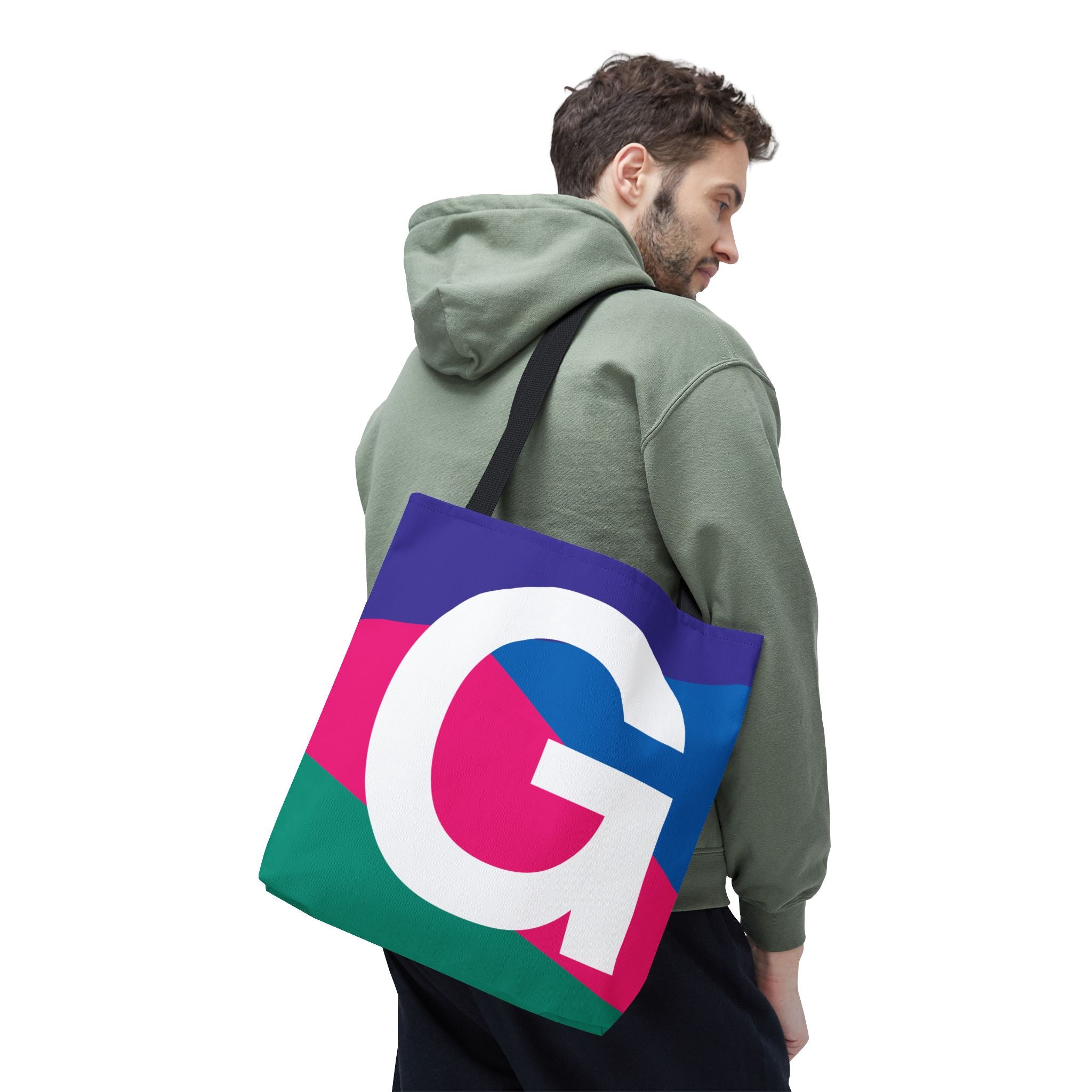 Monogram 'G' Colorblock Tote Bag — Personalized Initial G Shoulder Tote