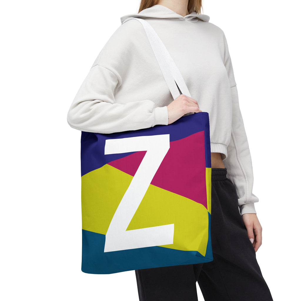Monogram 'Z' Colorblock Tote Bag — Personalized Initial Z Shoulder Tote