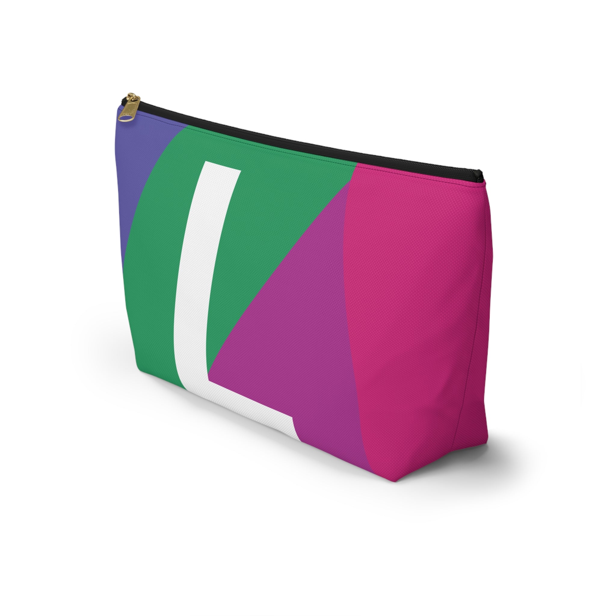 Initials Colorblock Accessory Pouch — Monogram L T-Bottom Cosmetic Bag