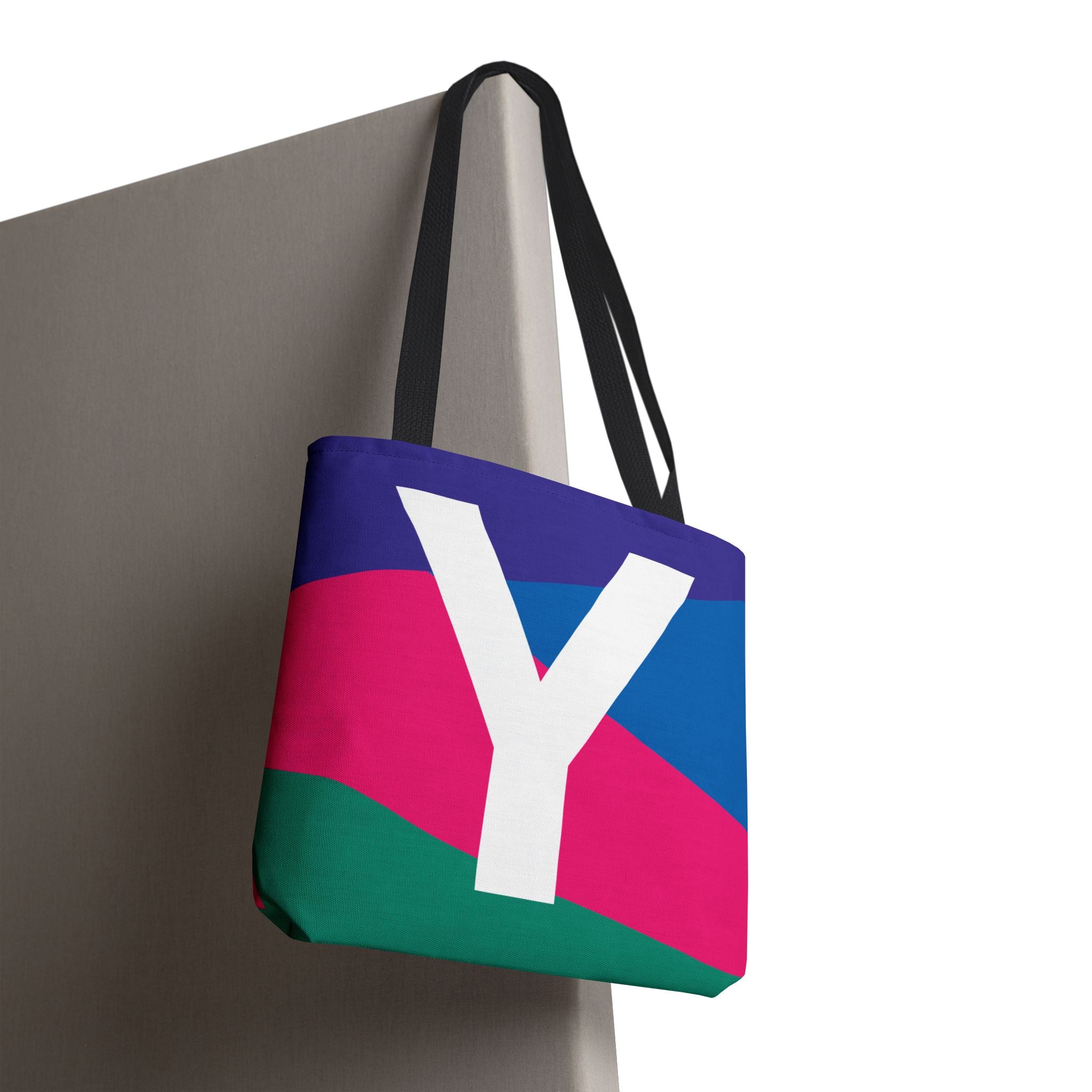 Monogram 'Y' Colorblock Tote Bag — Personalized Initial Y Shoulder Tote