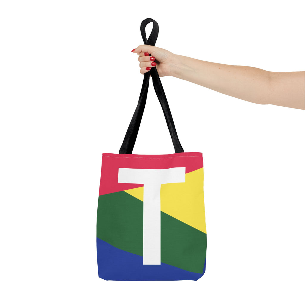 Monogram 'T' Colorblock Tote Bag — Personalized Initial T Shoulder Tote