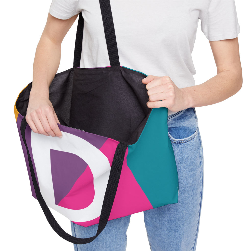Personalized 'D' Colorblock Tote Bag — Monogram Weekender Tote