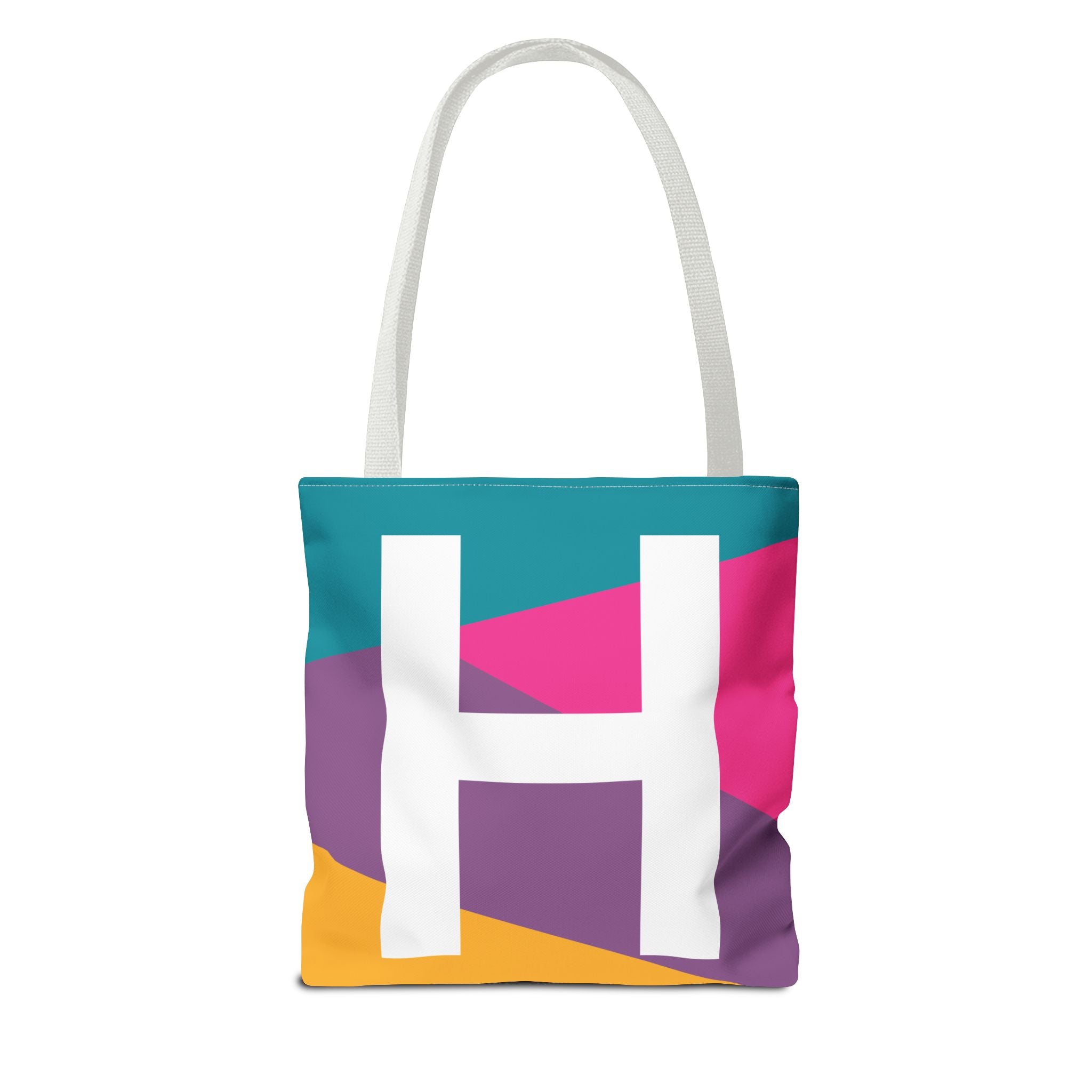 Monogram 'H' Colorblock Tote Bag — Personalized Initial H Shoulder Tote
