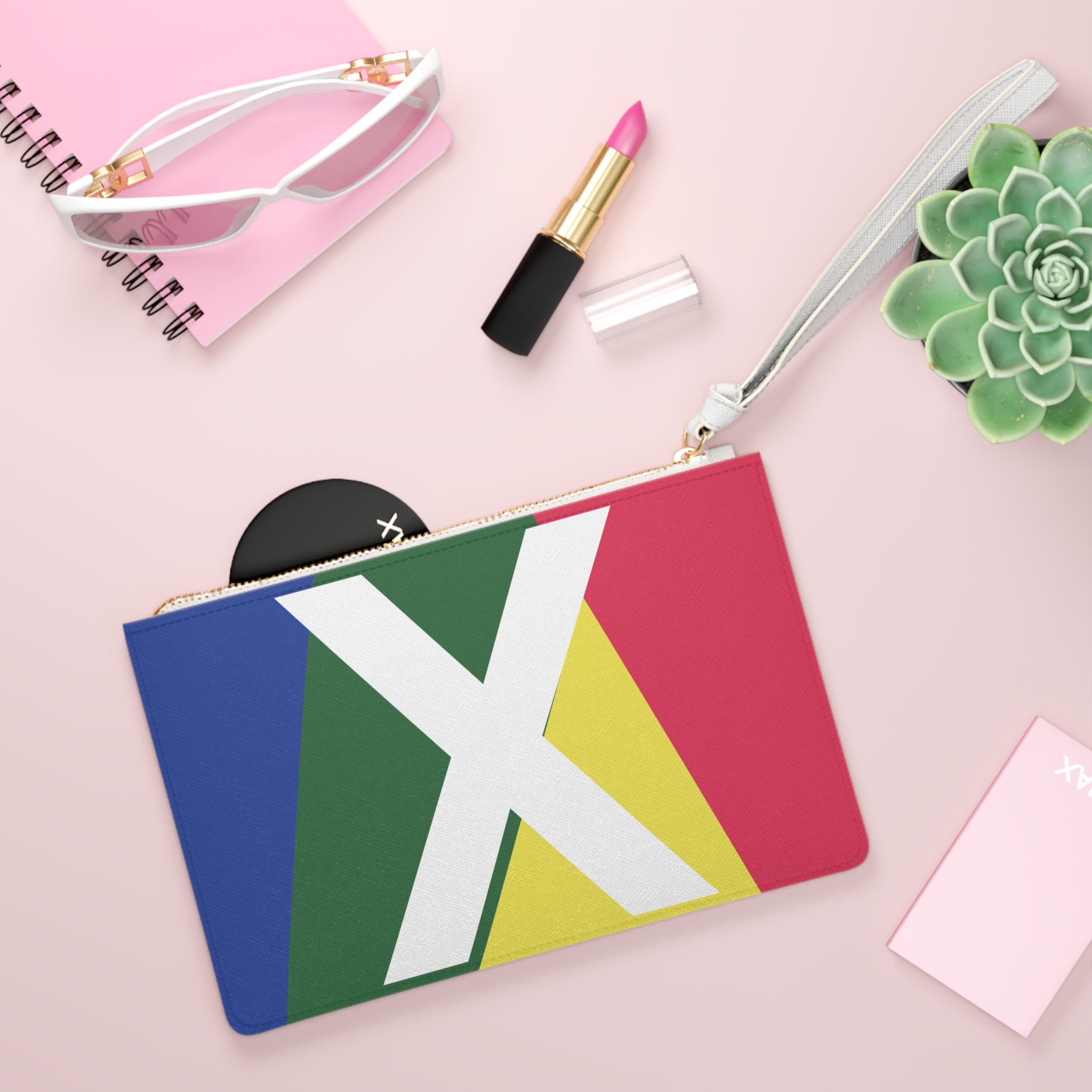 Monogram 'X' Colorblock Clutch Bag — Bold Geometric Wristlet for Everyday & Gifts