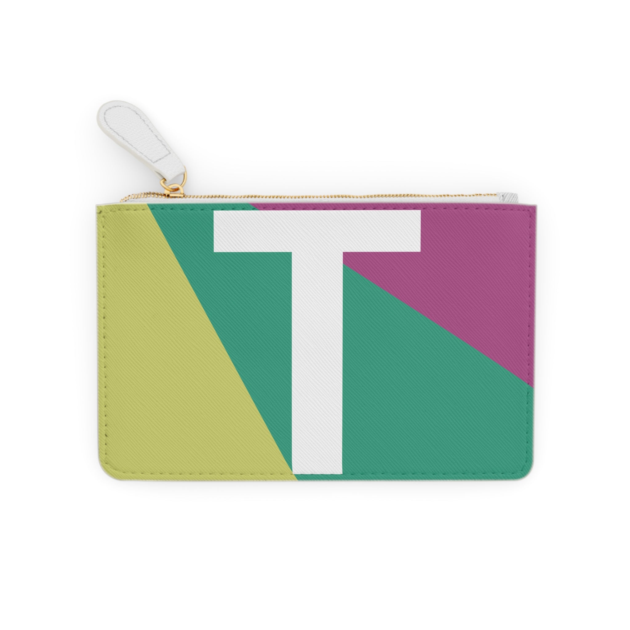 Initial T Mini Clutch — Colorblock Monogram Wristlet Wallet