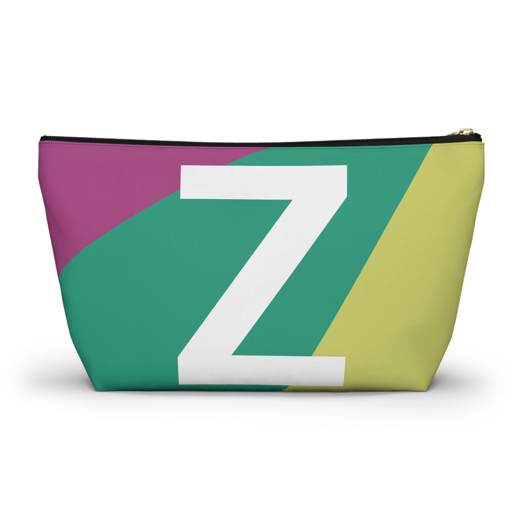 Initials Colorblock Accessory Pouch — Monogram Z T-Bottom Cosmetic Bag