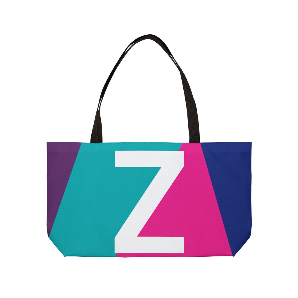 Personalized 'Z' Colorblock Tote Bag — Monogram Weekender Tote