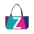 Personalized 'Z' Colorblock Tote Bag — Monogram Weekender Tote