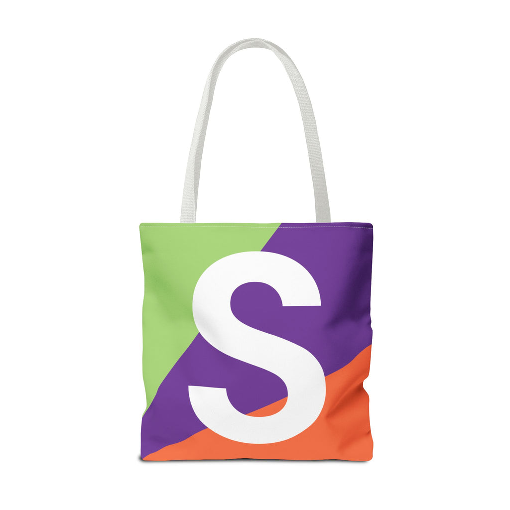 Monogram 'S' Colorblock Tote Bag — Personalized Initial S Shoulder Tote