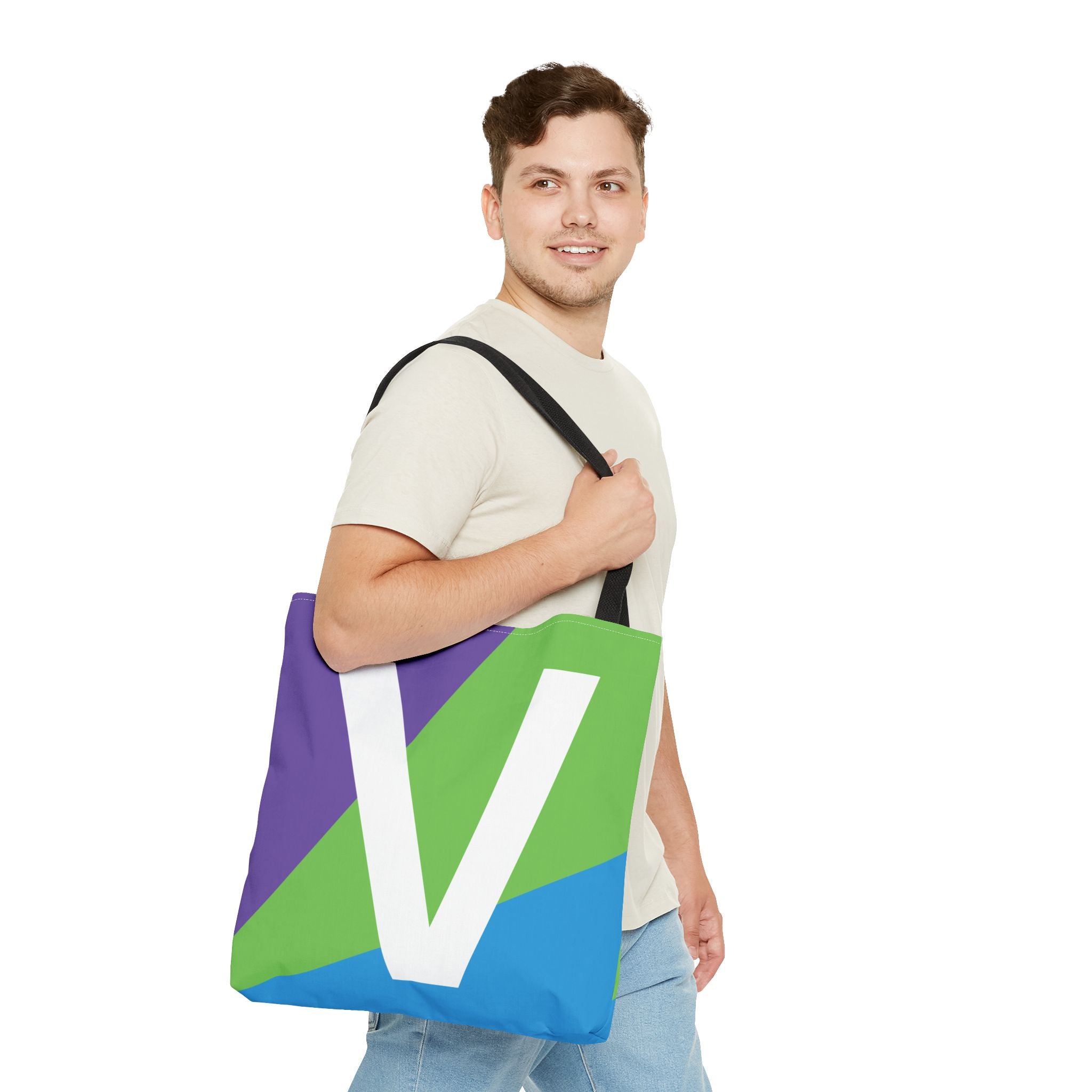 Monogram 'V' Colorblock Tote Bag — Personalized Initial V Shoulder Tote