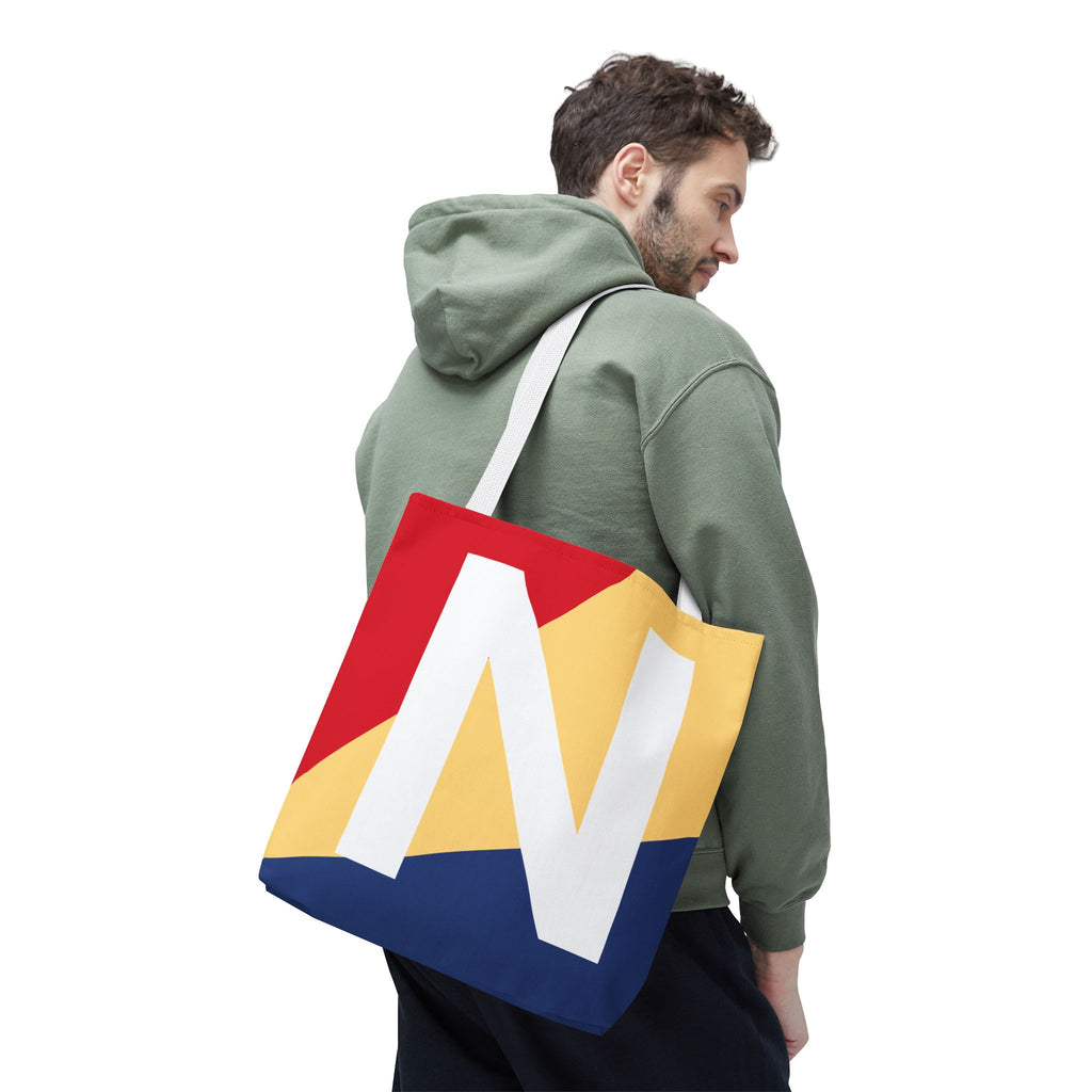 Monogram 'N' Colorblock Tote Bag — Personalized Initial N Shoulder Tote
