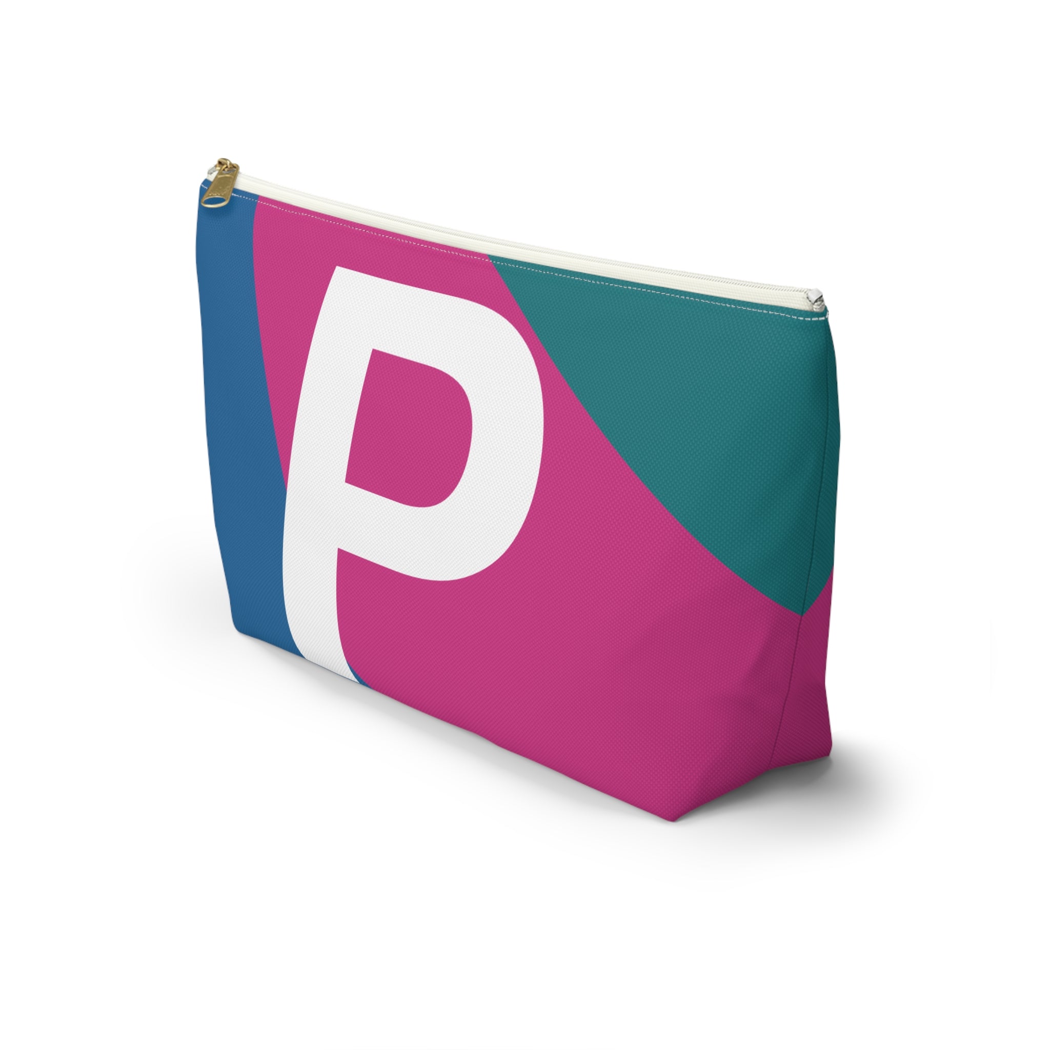 Initials Colorblock Accessory Pouch — Monogram P T-Bottom Cosmetic Bag