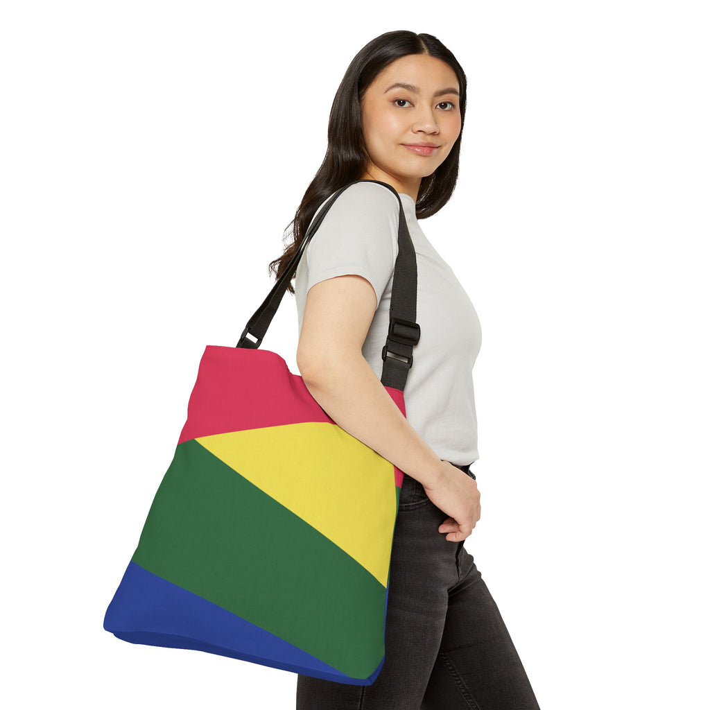 Colorblock Geometric Tote Bag — Adjustable Strap, Bright Abstract Pattern