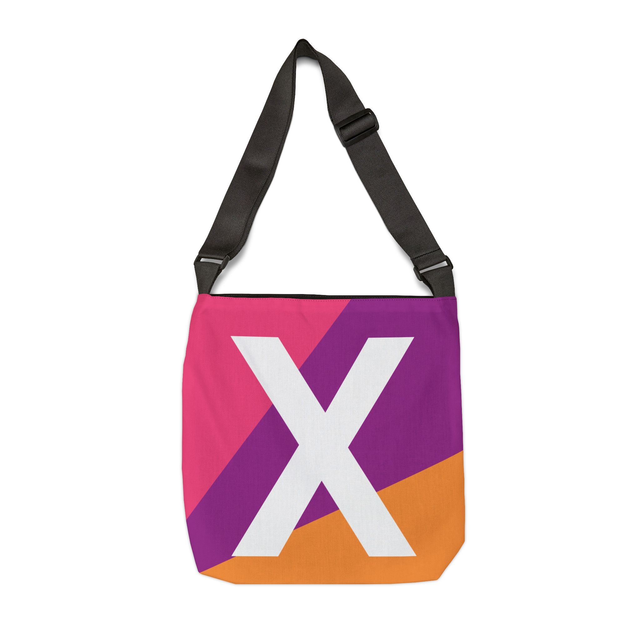 Initial Letter 'X' Colorblock Adjustable Tote Bag — Monogram Alphabet Shoulder Bag