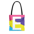 Monogram 'E' Colorblock Tote Bag — Personalized Initial E Shoulder Tote