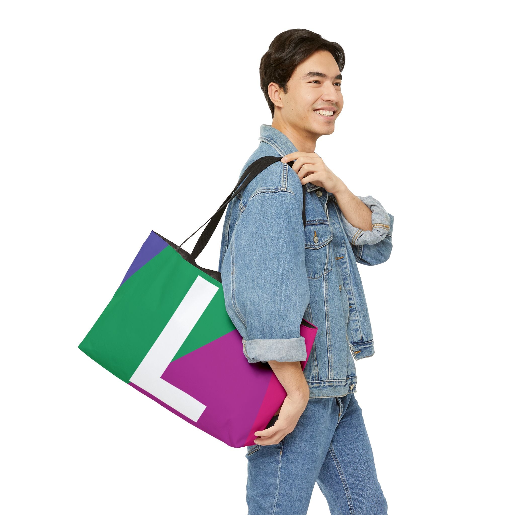 Personalized 'L' Colorblock Tote Bag — Monogram Weekender Tote