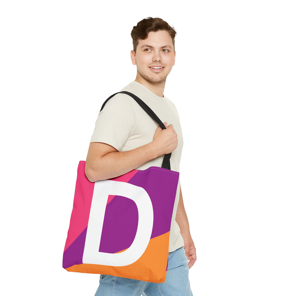 Monogram 'D' Colorblock Tote Bag — Personalized Initial D Shoulder Tote