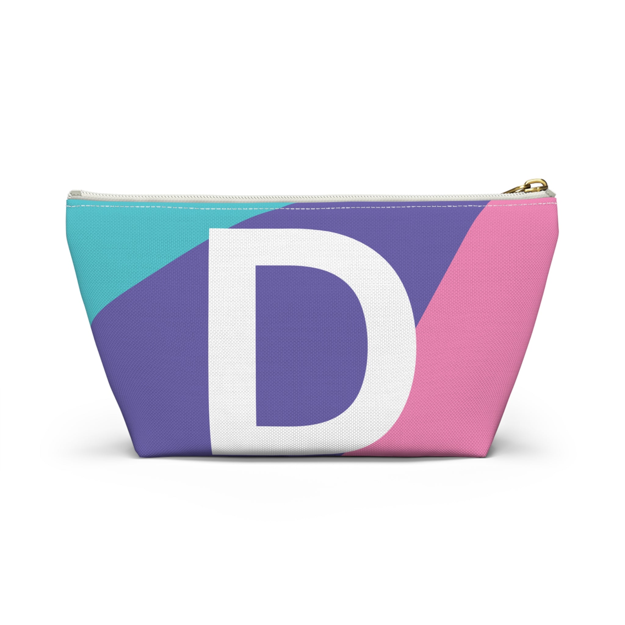 Initials Colorblock Accessory Pouch — Monogram D T-Bottom Cosmetic Bag