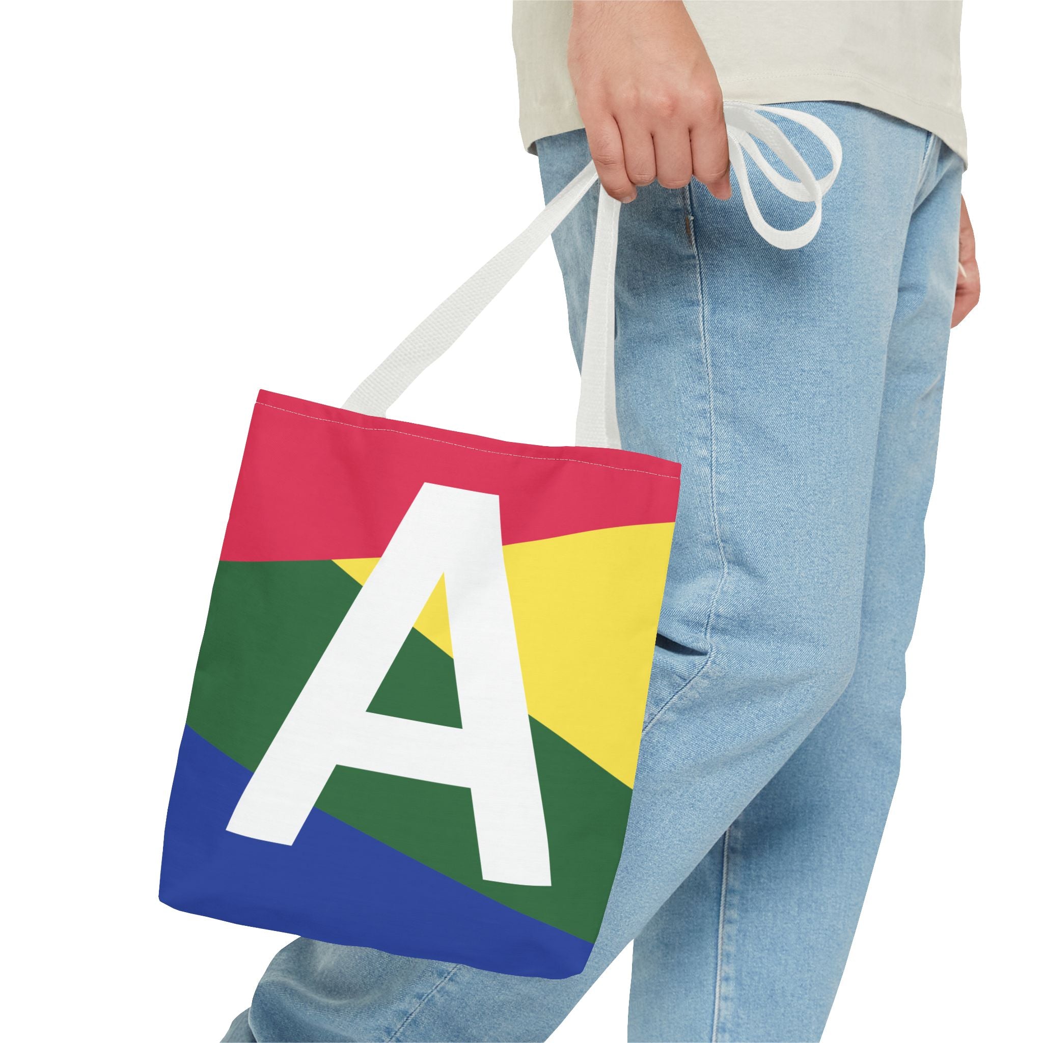 Monogram 'A' Colorblock Tote Bag — Personalized Initial A Shoulder Tote