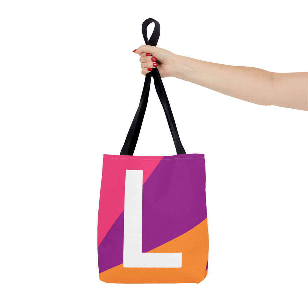 Monogram 'L' Colorblock Tote Bag — Personalized Initial L Shoulder Tote