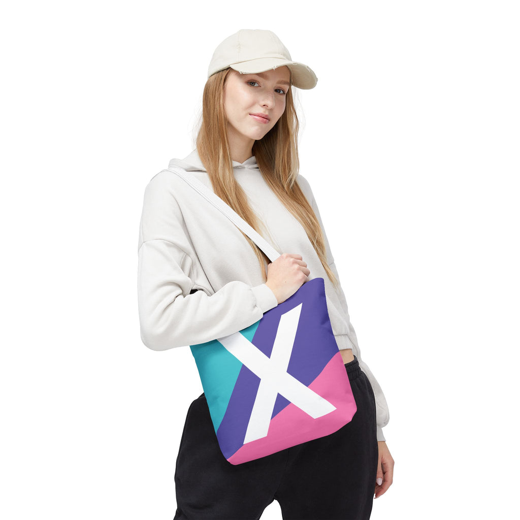 Monogram 'X' Colorblock Tote Bag — Personalized Initial X Shoulder Tote