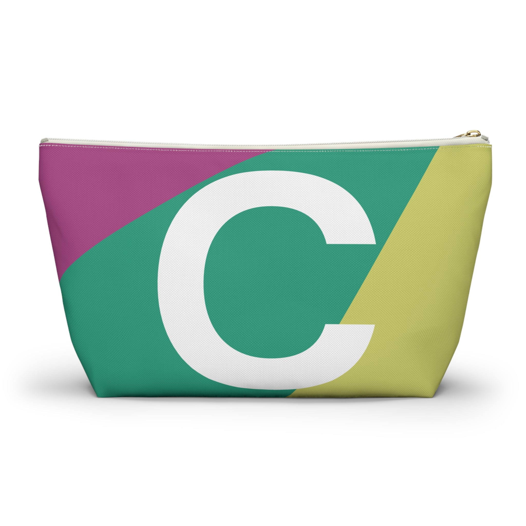 Initials Colorblock Accessory Pouch — Monogram C T-Bottom Cosmetic Bag