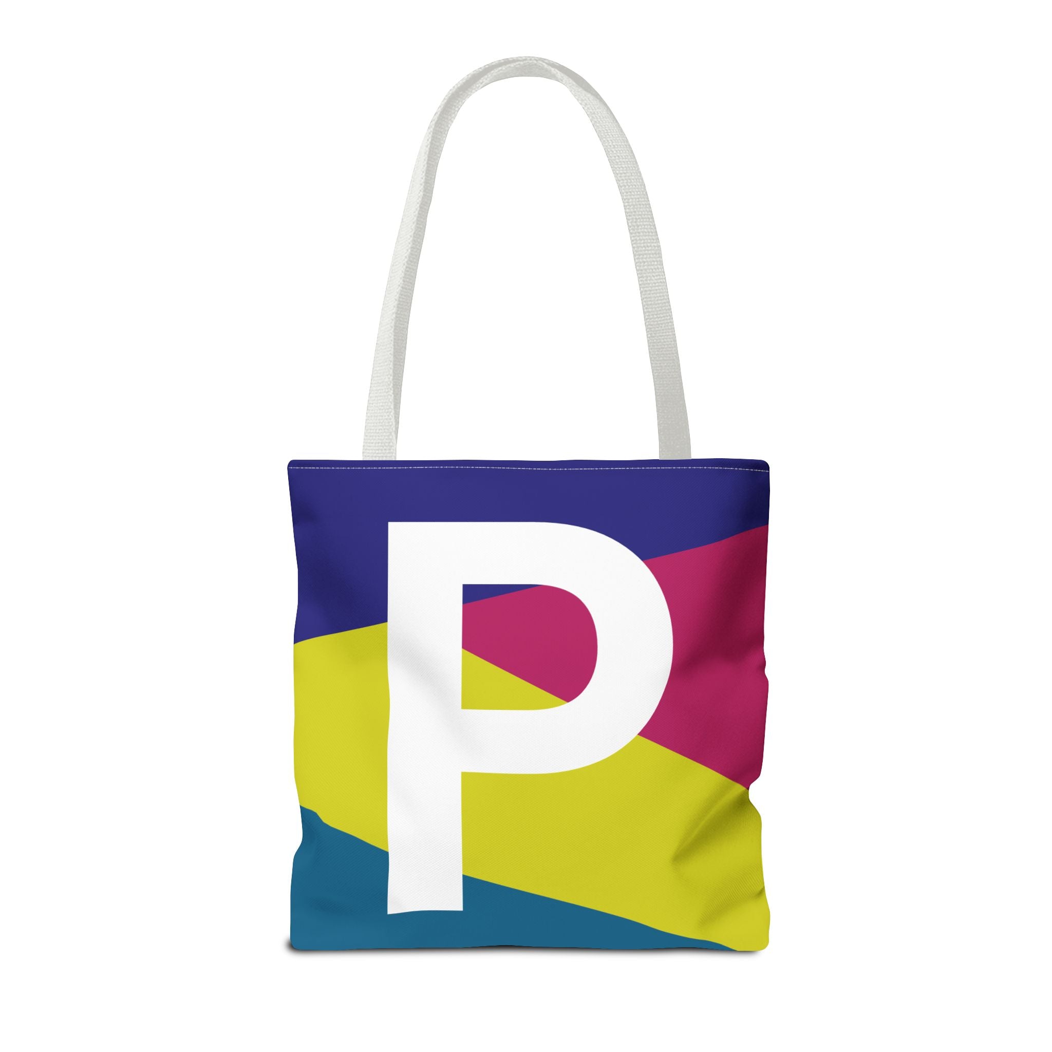 Monogram 'P' Colorblock Tote Bag — Personalized Initial P Shoulder Tote