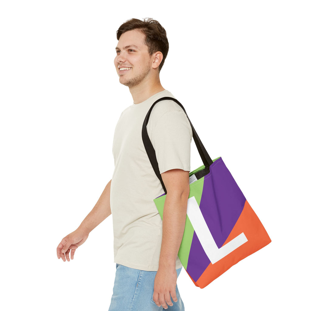 Monogram 'L' Colorblock Tote Bag — Personalized Initial L Shoulder Tote