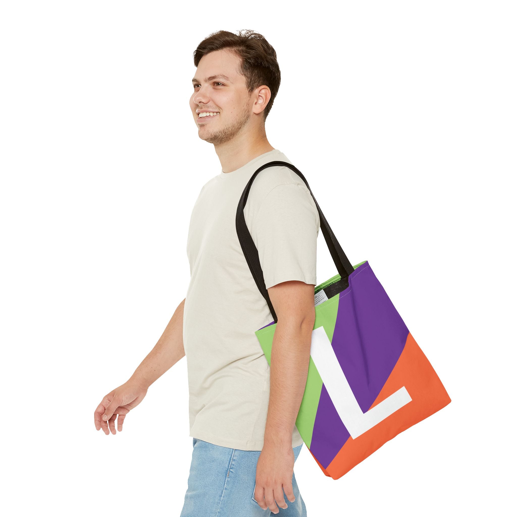 Monogram 'L' Colorblock Tote Bag — Personalized Initial L Shoulder Tote