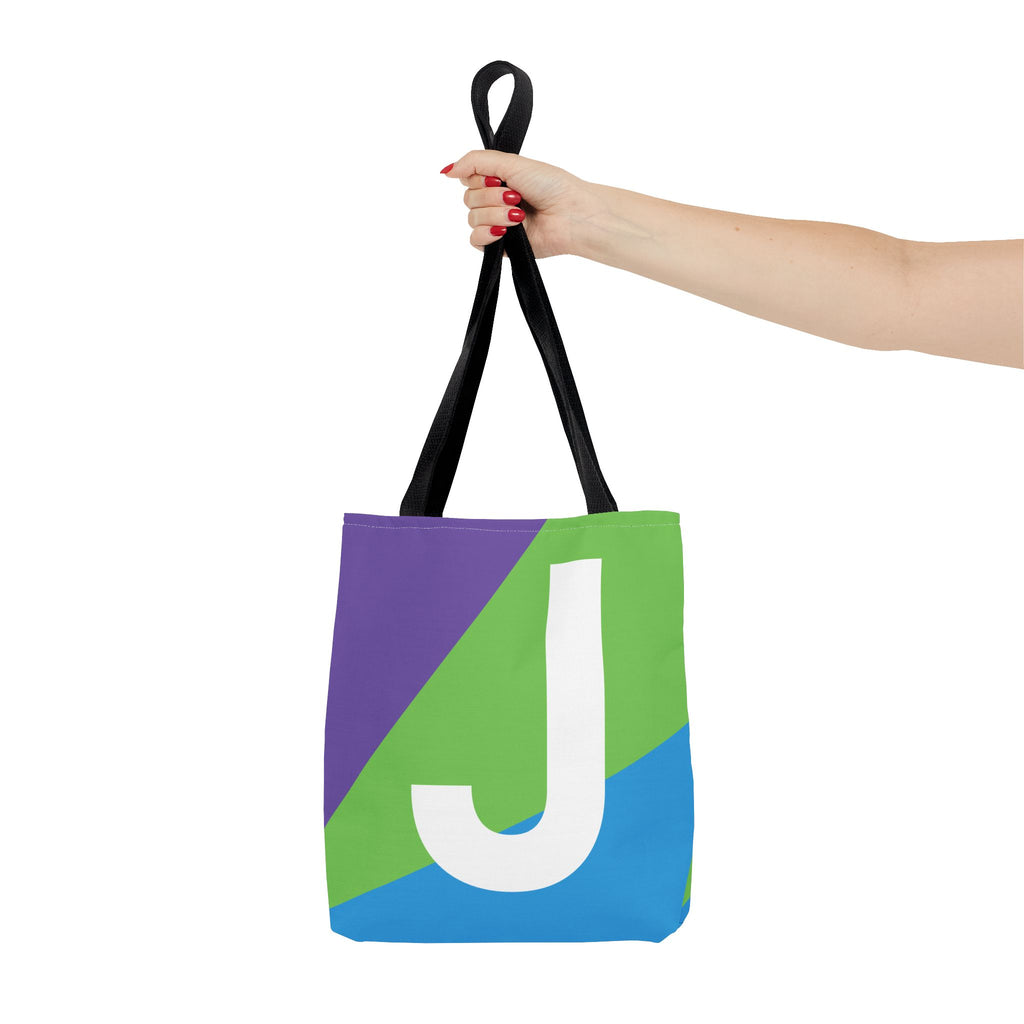 Monogram 'J' Colorblock Tote Bag — Personalized Initial J Shoulder Tote