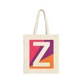 Initial Z Colorblock Canvas Tote Bag — Monogram Letter Z Reusable Grocery Tote