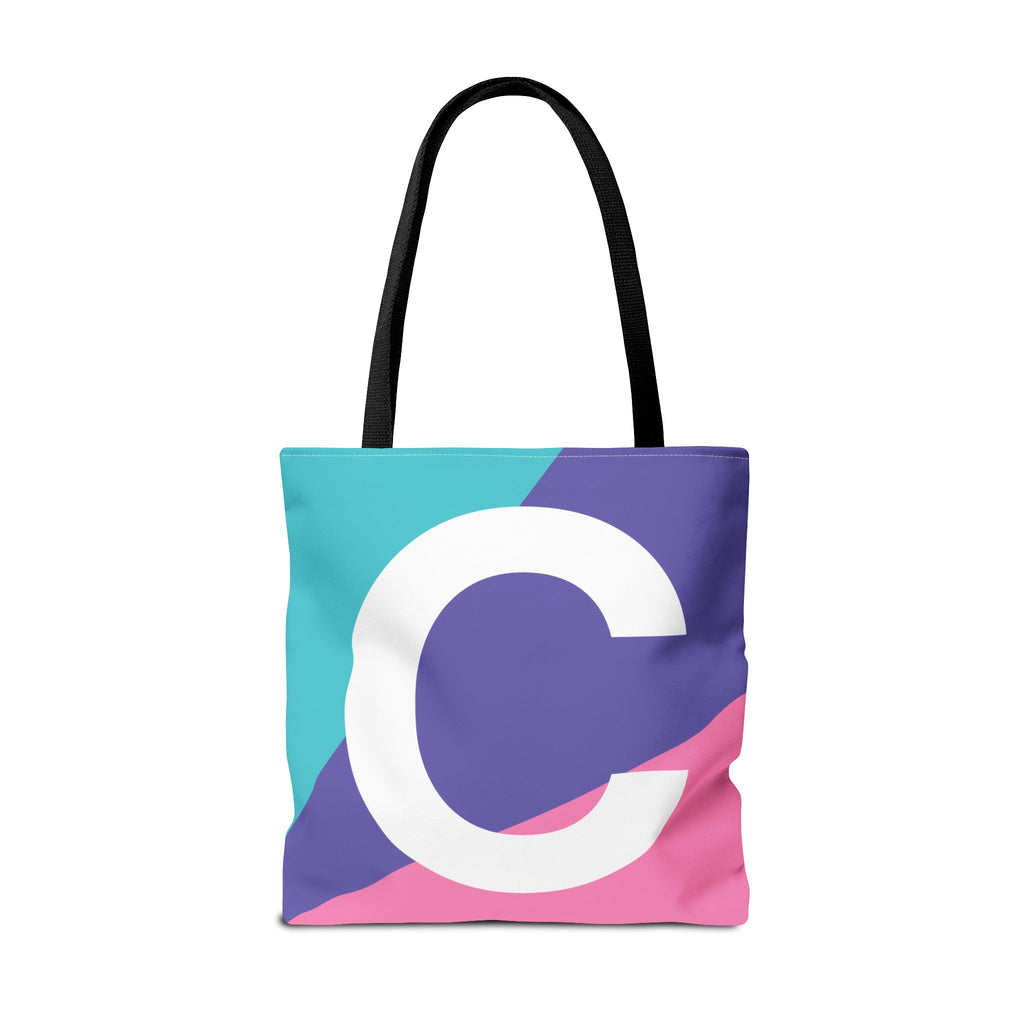 Monogram 'C' Colorblock Tote Bag — Personalized Initial C Shoulder Tote