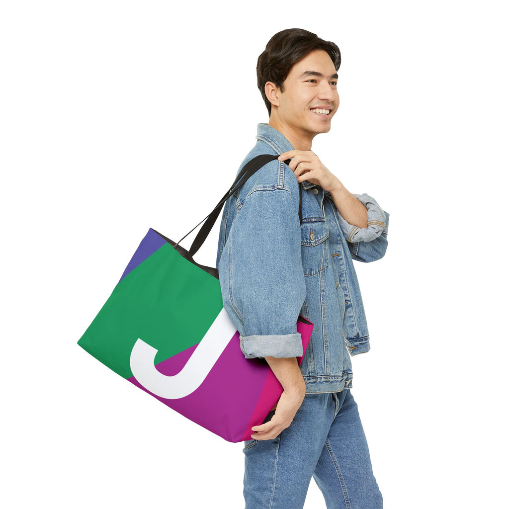 Personalized 'J' Colorblock Tote Bag — Monogram Weekender Tote