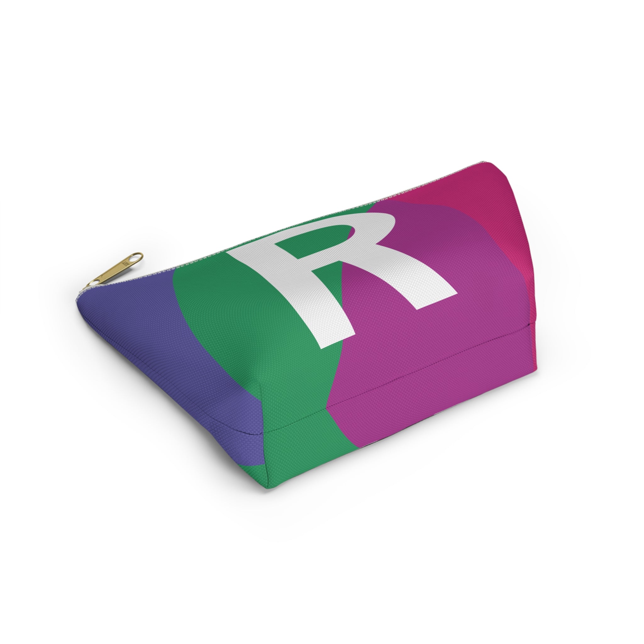 Initials Colorblock Accessory Pouch — Monogram R T-Bottom Cosmetic Bag