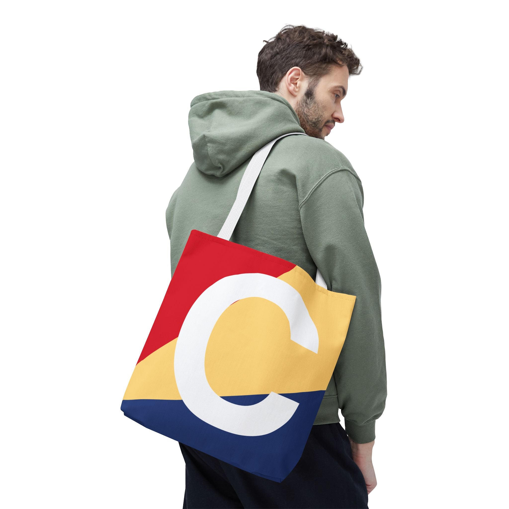 Monogram 'C' Colorblock Tote Bag — Personalized Initial C Shoulder Tote