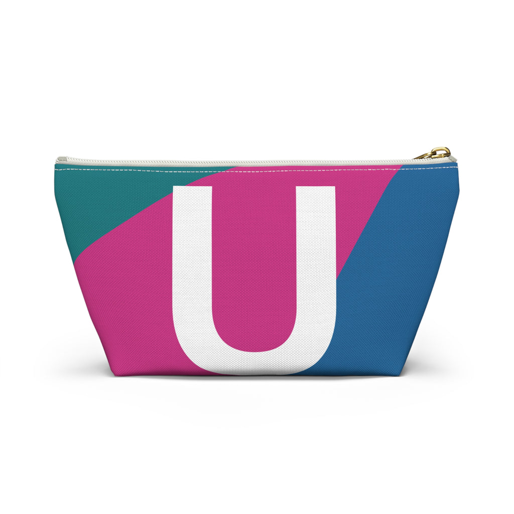 Initials Colorblock Accessory Pouch — Monogram U T-Bottom Cosmetic Bag