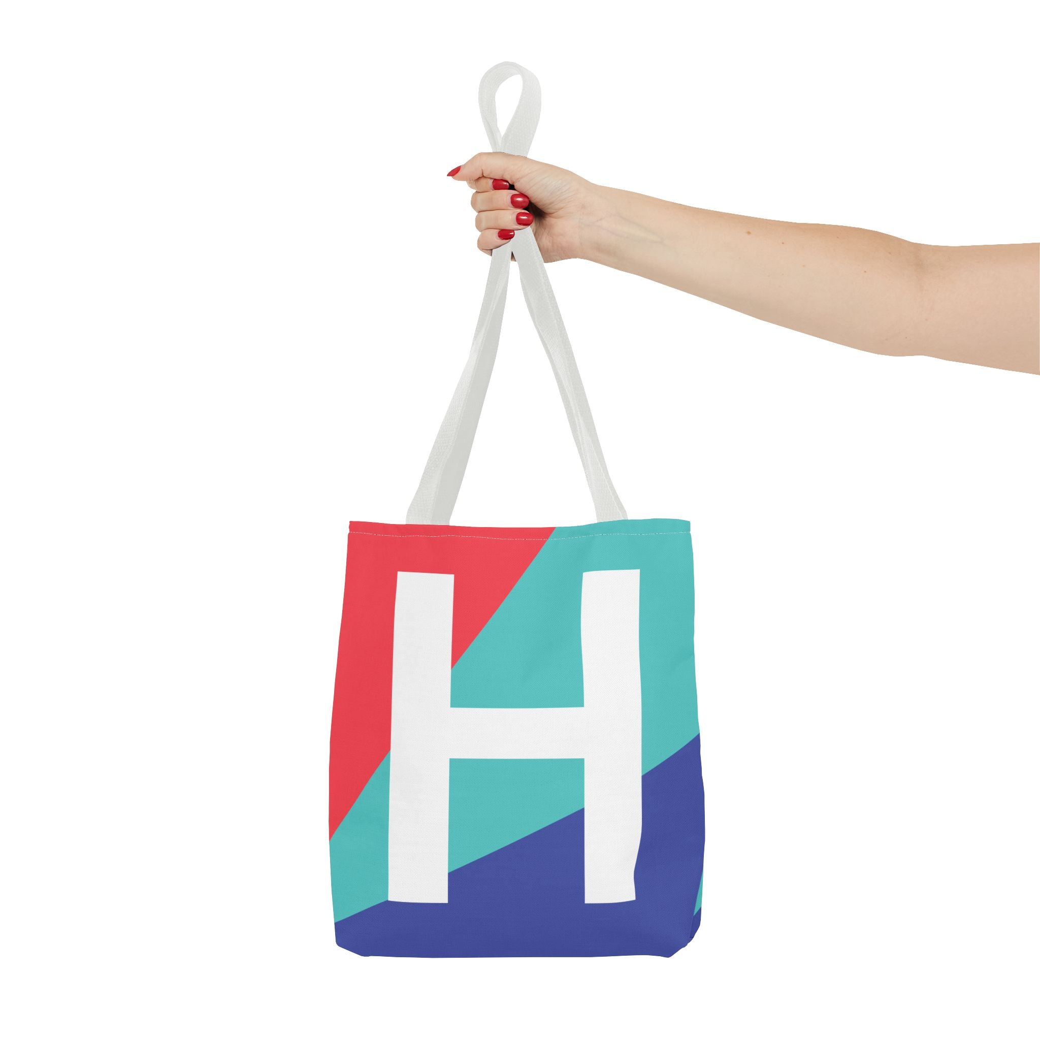 Monogram 'H' Colorblock Tote Bag — Personalized Initial H Shoulder Tote