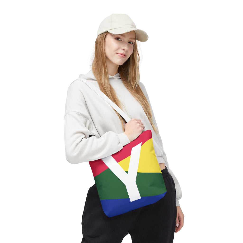 Monogram 'Y' Colorblock Tote Bag — Personalized Initial Y Shoulder Tote