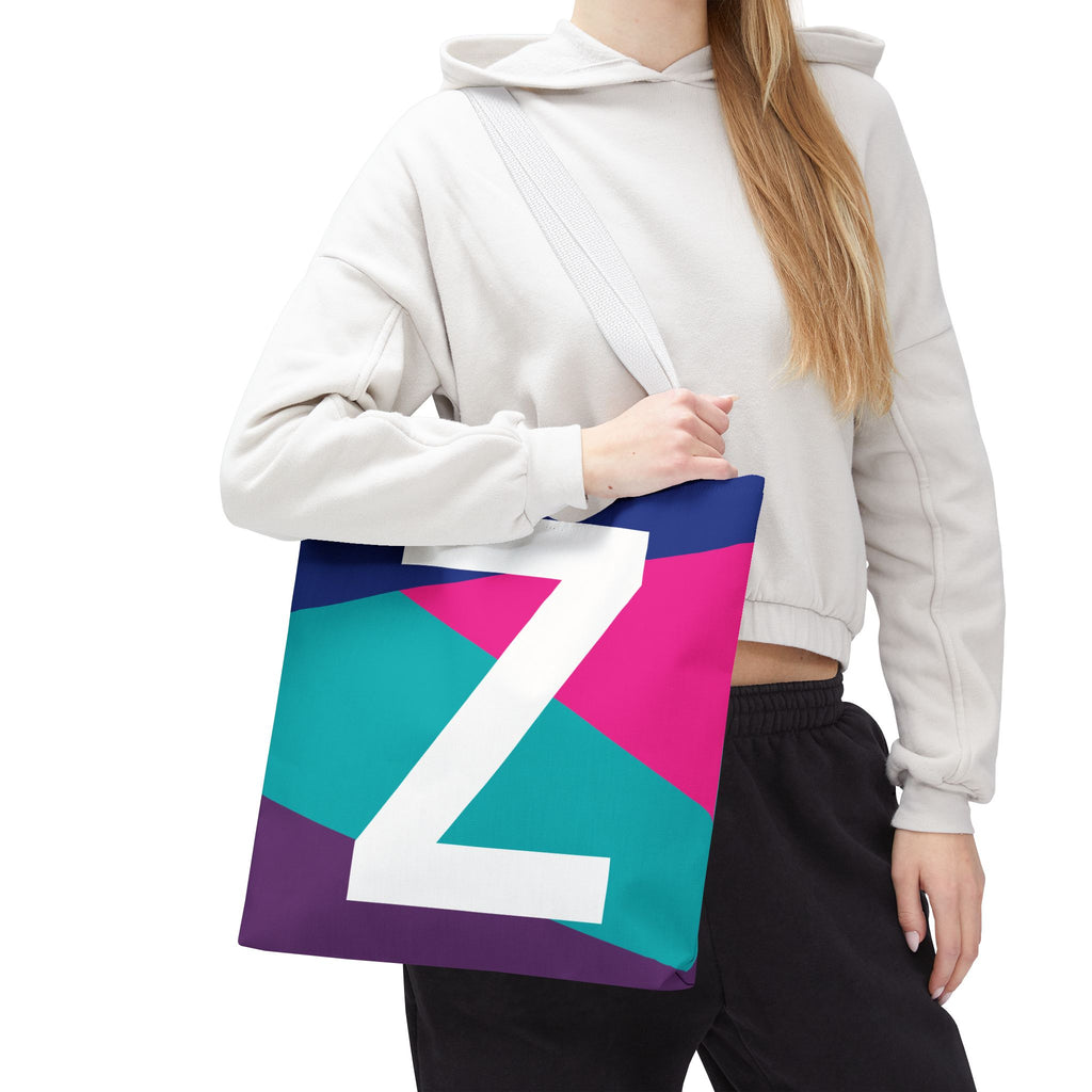 Monogram 'Z' Colorblock Tote Bag — Personalized Initial Z Shoulder Tote