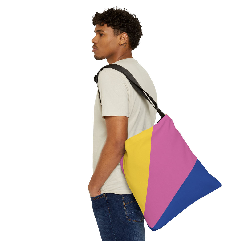 Colorblock Geometric Tote Bag — Adjustable Strap, Bright Abstract Pattern