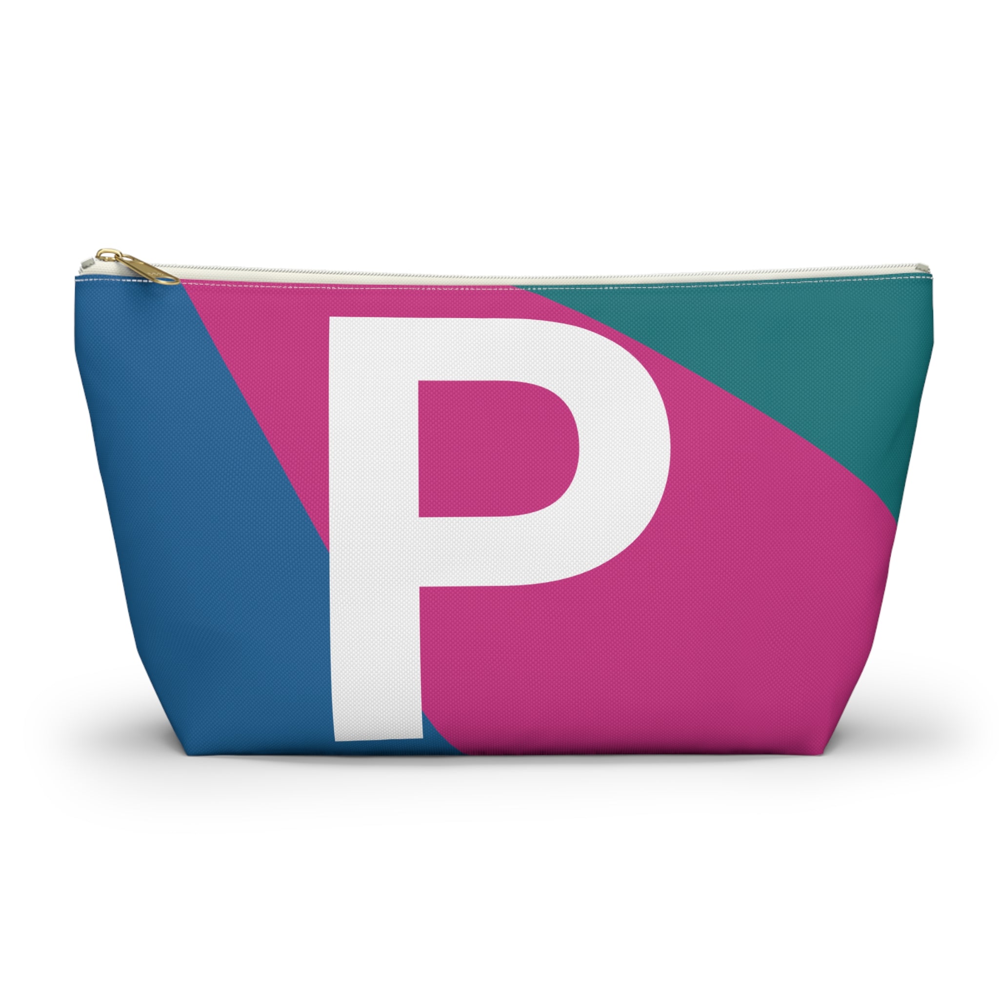 Initials Colorblock Accessory Pouch — Monogram P T-Bottom Cosmetic Bag