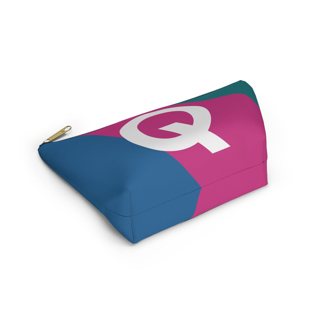 Initials Colorblock Accessory Pouch — Monogram Q T-Bottom Cosmetic Bag