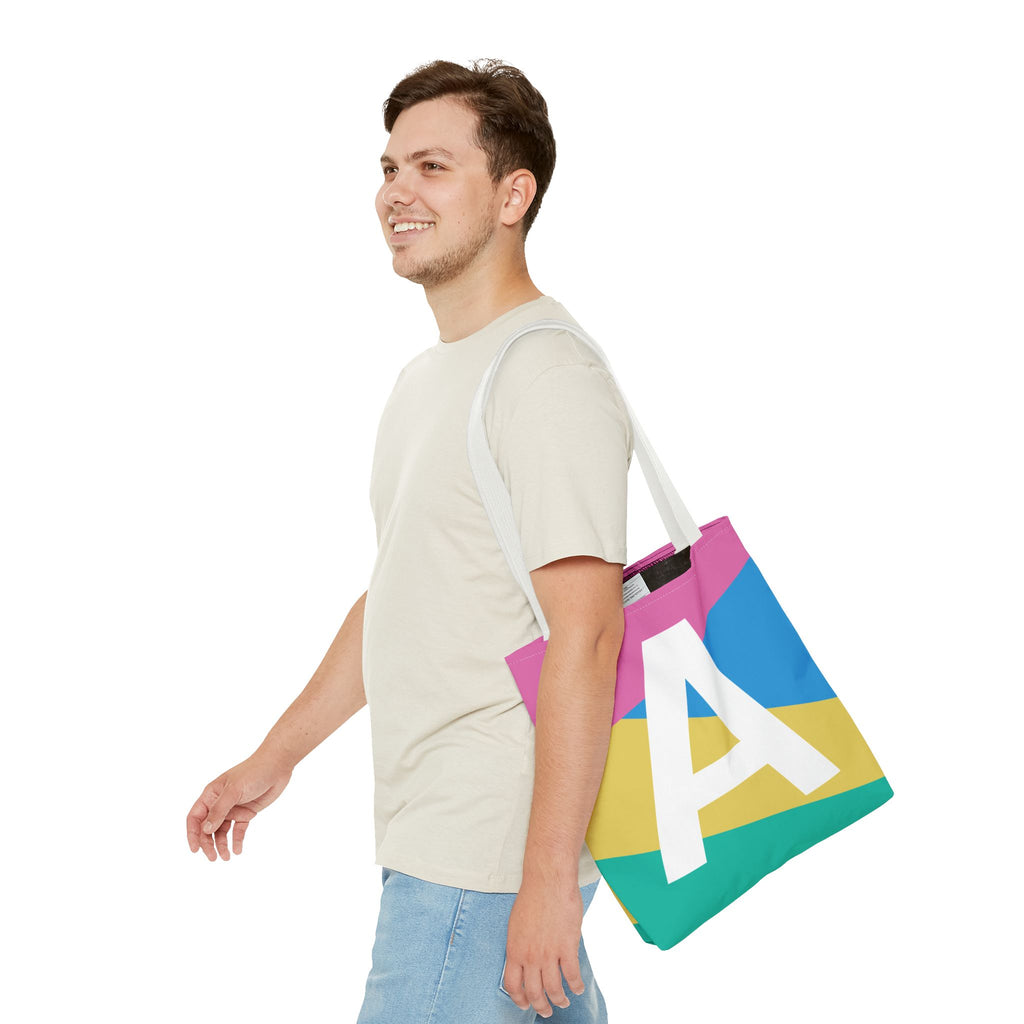Monogram 'A' Colorblock Tote Bag — Personalized Initial A Shoulder Tote