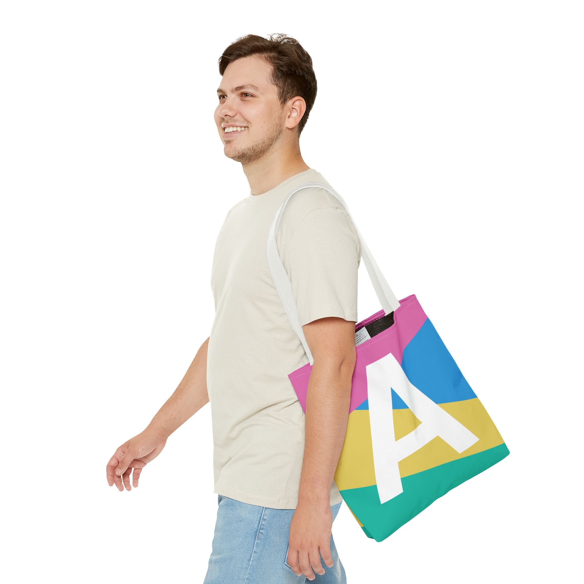 Monogram 'A' Colorblock Tote Bag — Personalized Initial A Shoulder Tote