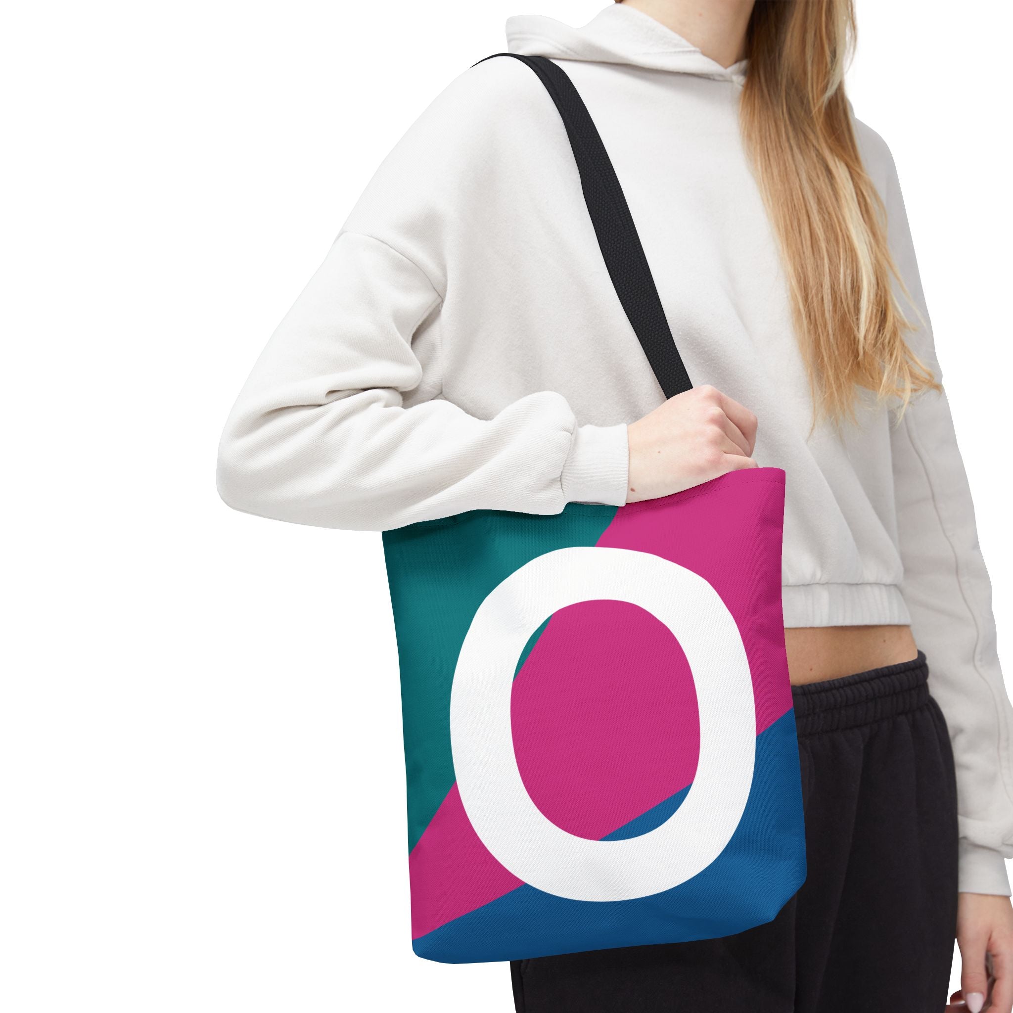 Monogram 'O' Colorblock Tote Bag — Personalized Initial O Shoulder Tote